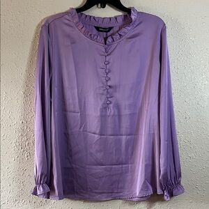 Allegra K Lavender Blouse with Ruffled Neckline NWT